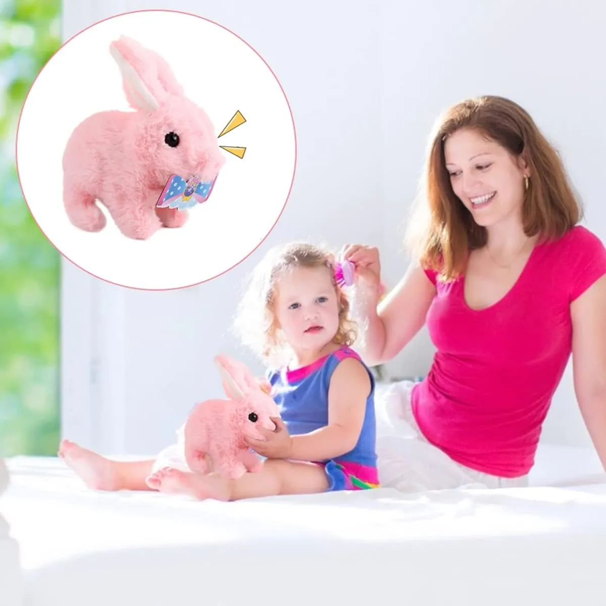 Upgrade My Realistic Bunny Toy, 2025 New Easter Plush Educational Interactive Bunnies Can Walk and Talk, Handmade Hopping Easter Realistic Bunny Toy for Kids (Brown, No Carrot)
