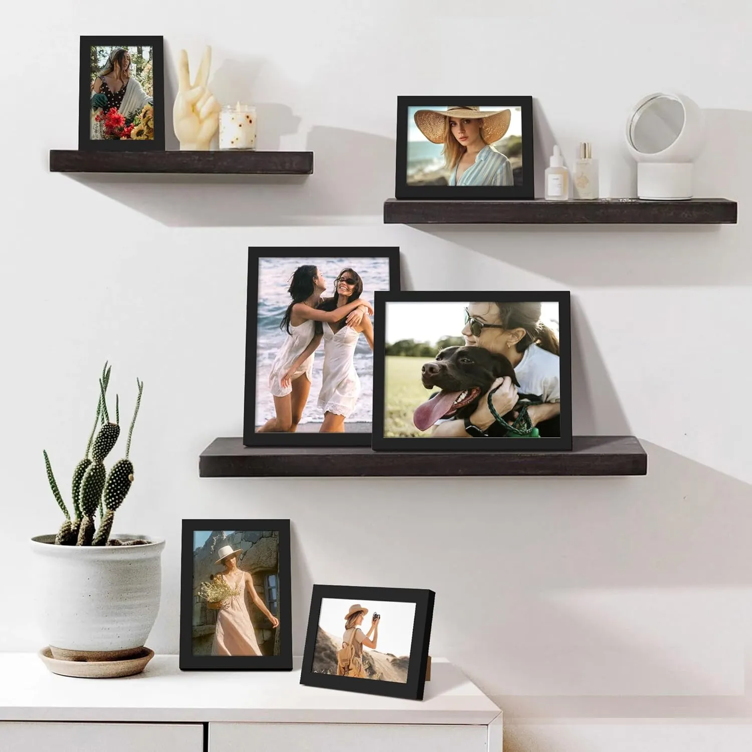 upsimples 10 Pack Picture Frames Collage Wall Decor for Mounting or Tabletop Display, Photo Gallery Frame Set for Family, Multi Sizes Including 8x10, 5x7, 4x6, Black