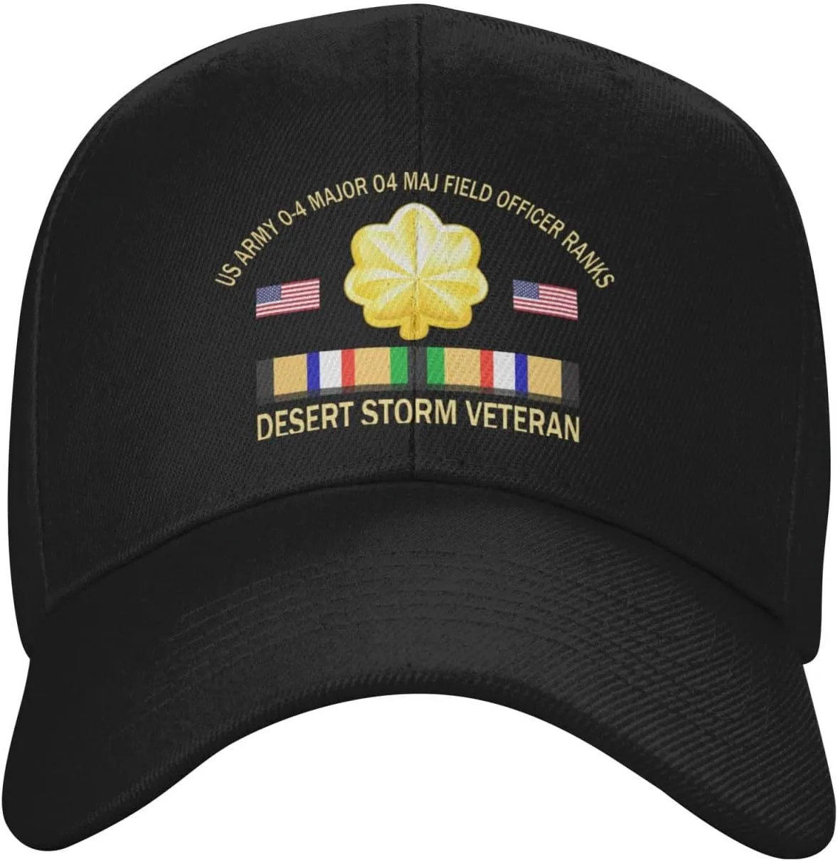 US Army O-4 Major O4 MAJ Field Officer Ranks Desert Storm Veteran Baseball Cap Adjustable Safety Classic Golf Hat Running Outdoor Activities Breathable Lightweight