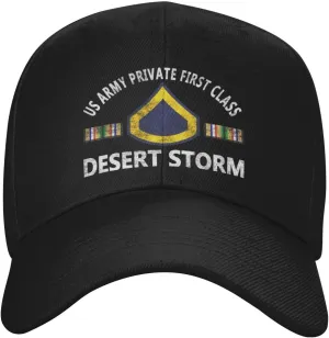 Us Army Private First Class Desert Storm Baseball Cap Adjustable Safety Classic Golf Hat Running Outdoor Activities Breathable Lightweight