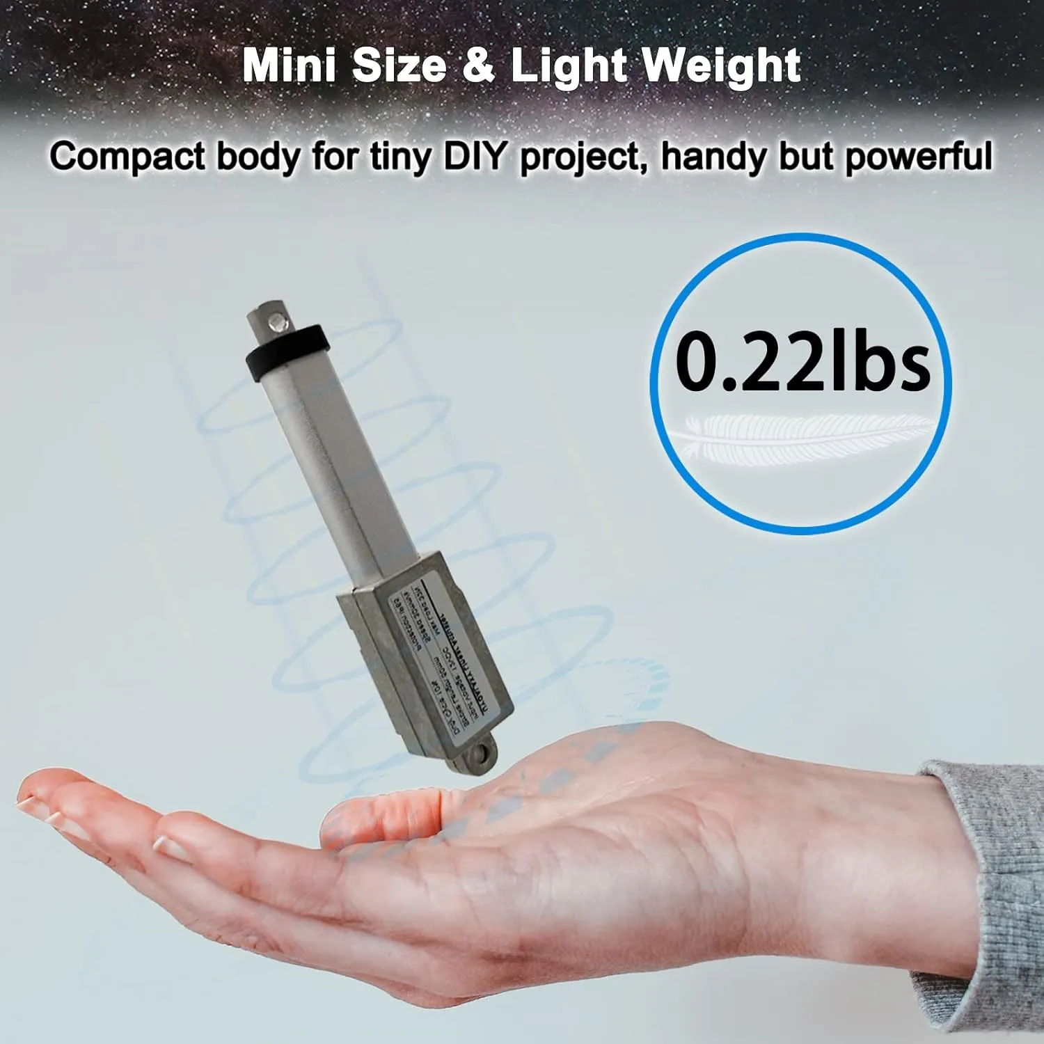 UYGALAXY 12V Mini Electric Linear Actuator 2" Stroke, 188N/42lb, Speed 0.2"/sec Waterproof Metal Micro Small Motion Actuator w/Mounting Brackets for DIY Fan Blades, Cabinets, Window Lift, Robot -50mm