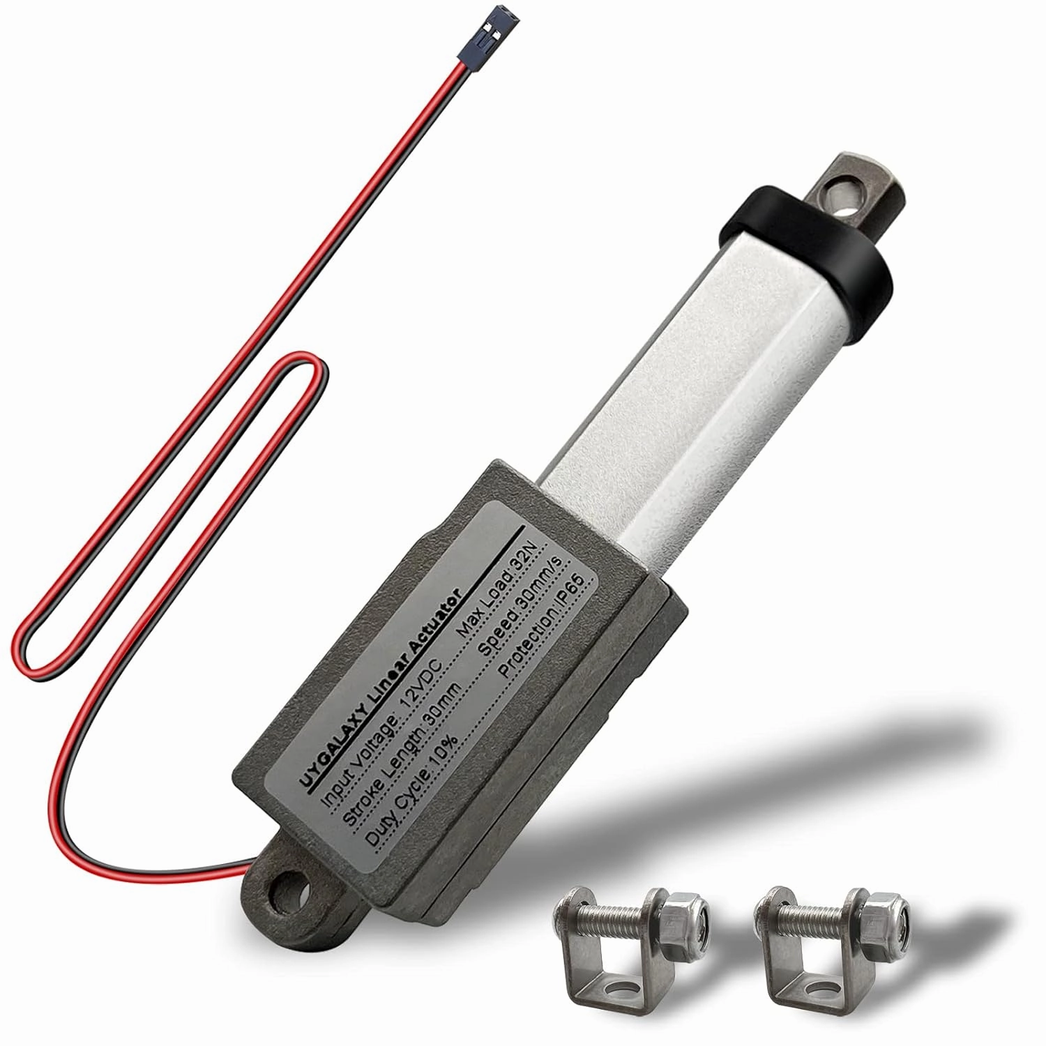 UYGALAXY 1.2" Stroke Micro Electric Linear Actuator 12V - 32N/7.2lb Speed 1.2"/sec Mini Waterproof Metal Mini Motion Actuator with Mounting Bracket for DIY Robot Cabinet Drawer Shutter Cosplay