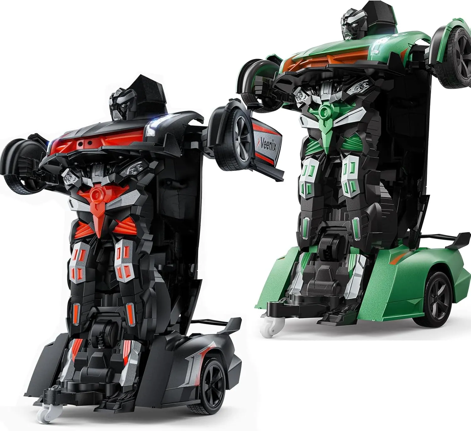 V992 Gray and Green Transform Robot RC Car, 1:14 Scale, 2-in-1 Robot Toy Car with Sound & Light Effects, Gesture Sensing, Automatic Deformation, Ideal Gift for Boys and Girls