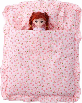 Vaguelly 1set Miniature Strawberry Sleeping Bag for Dolls Cozy Bedding Cute Patterns Soft for Dollhouse Bedroom Decoration Quick Setup for Realistic Play