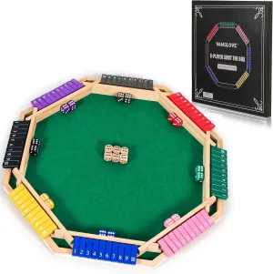 Vamslove Upgraded 2-8 Players Shut The Box Dice Game-Colorful 8-Way Wooden Board Table Math Game with 16  6 Dices - Close The Box for Kids, Adults Families Party Club (Instruction Included)