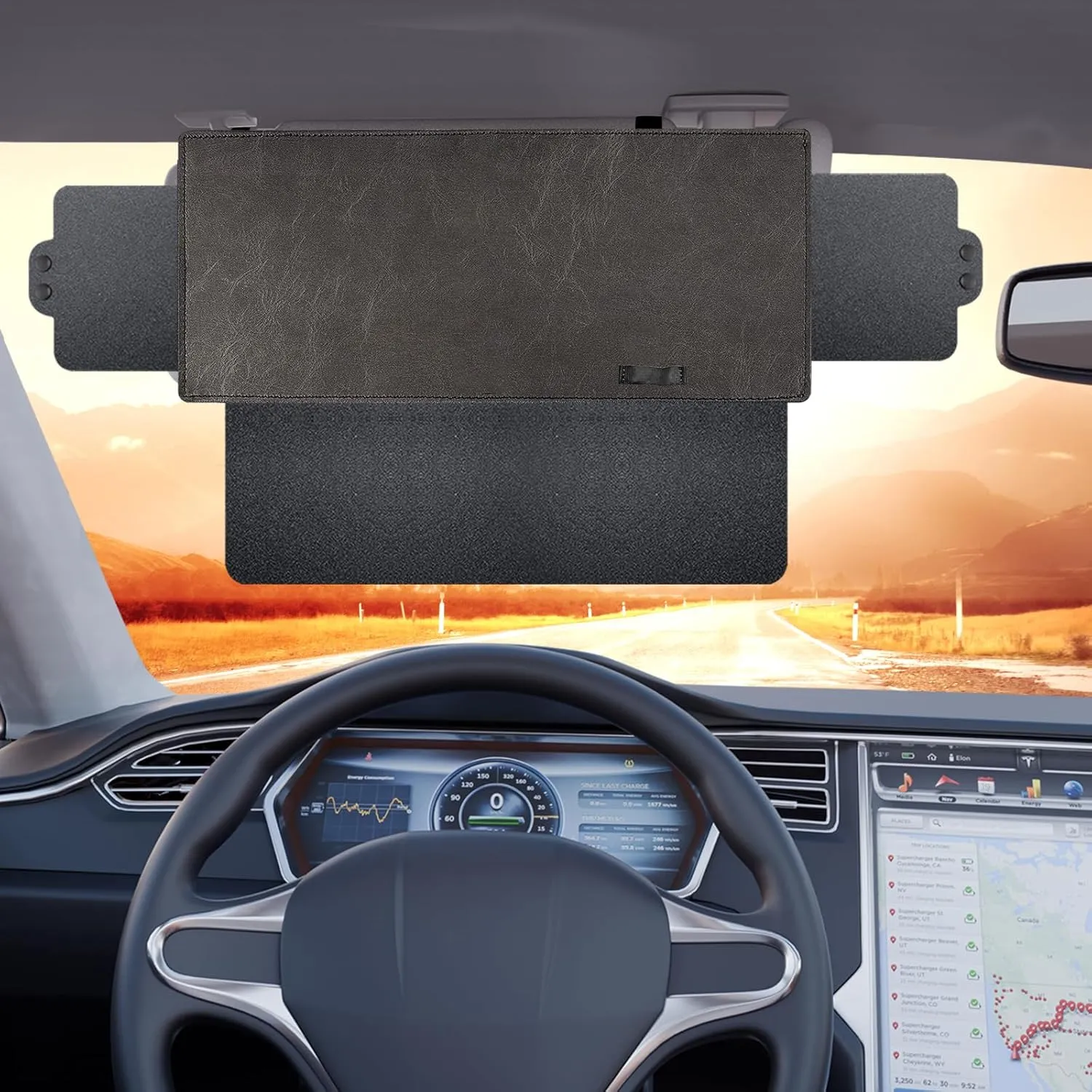 Veharvim Sun Visor Extender for Car with 2 Side Sunshade, Upgraded Car Sun Visor Extension Slider, Anti-Glare Visor for Safe Driving
