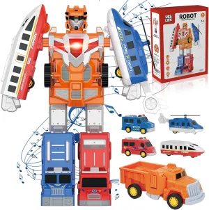 Veslier Construction Toys for 3 4 5 6 Year Old Boys-Construction Engineering Robot Toys-STEM 5-in-1 Construction Toys Christmas Birthday Gifts for Boys Girls Children. (City Transport Truck)