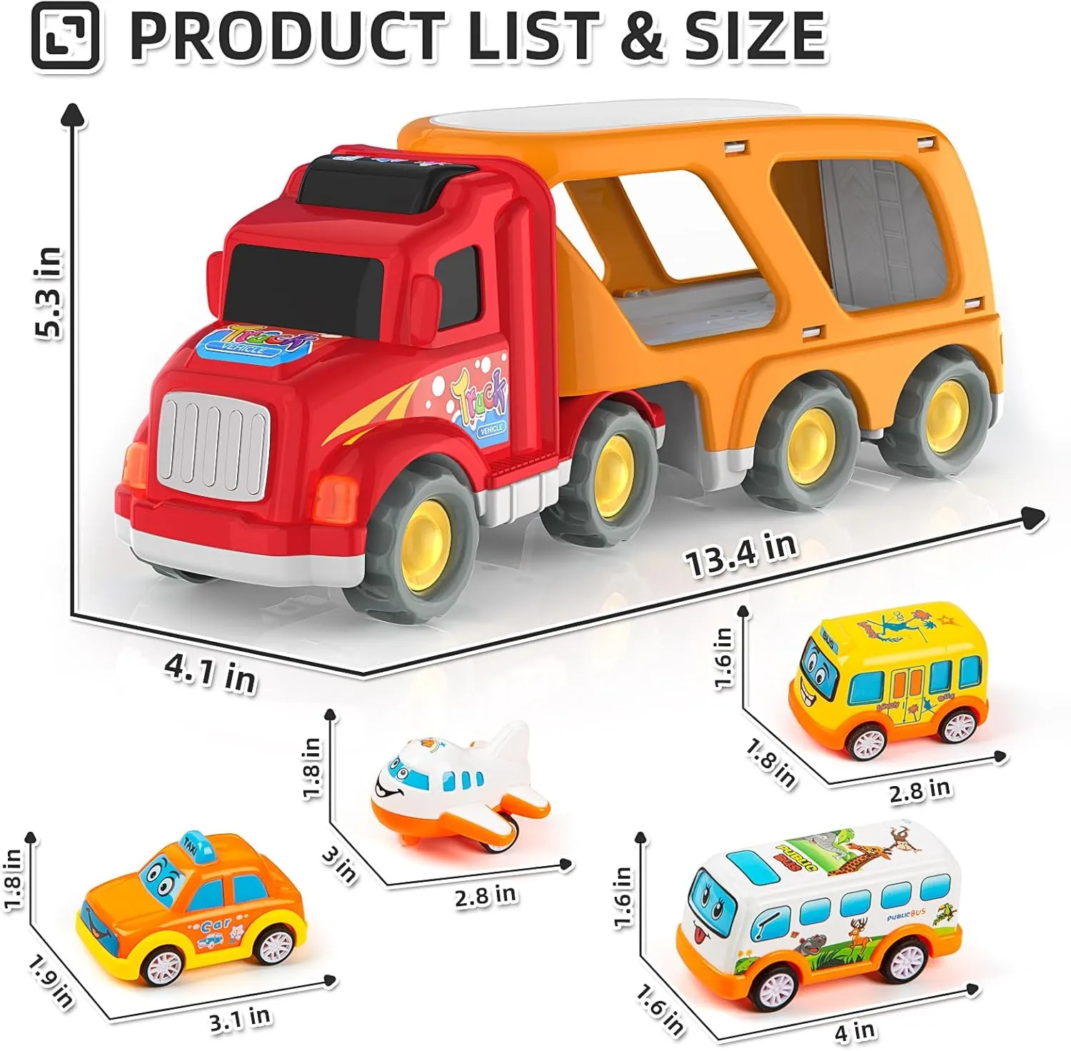 Veslier Toddler Toys Car for Boys Girls Age 1-3 3-5, 5 in 1 Carrier Transport City Vehicles Toys,Kids Toy Cars for Toddlers 1-3, Christmas Birthday Gift for Toddlers 3 .