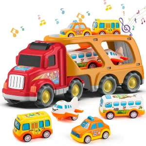 Veslier Toddler Toys Car for Boys Girls Age 1-3 3-5, 5 in 1 Carrier Transport City Vehicles Toys,Kids Toy Cars for Toddlers 1-3, Christmas Birthday Gift for Toddlers 3 .