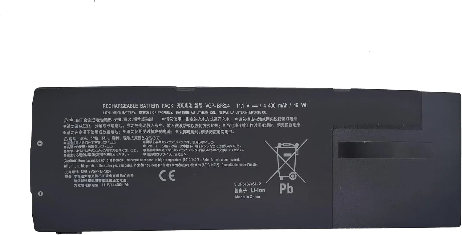 VGP-BPS24 Replacement Laptop Battery Compatible with Sony VAIO VGP-BPL24 VGP-BPSC24 PCG-4121GL PCG-41411L PCG-41412L PCG-41413L PCG-41414L 11.1V 49Wh