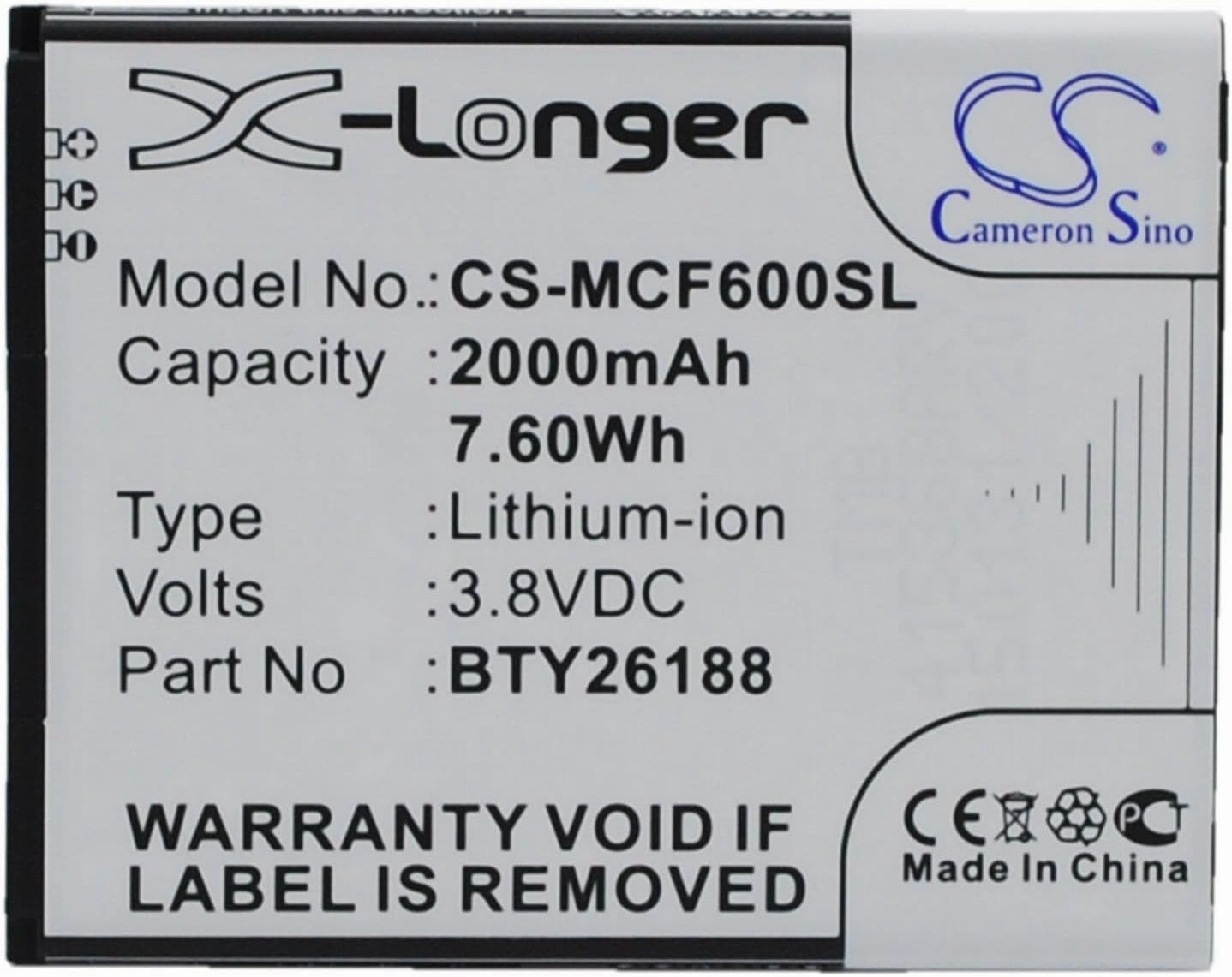 VI VINTRONS Battery for MOBISTEL Cynus F6,