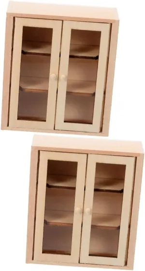 VICASKY 2pcs Miniature Cabinet Model Double Door Furniture for Dollhouse Decor Stylish Cute Adornment for Mini Homes for Living Room Dining Room Decoration