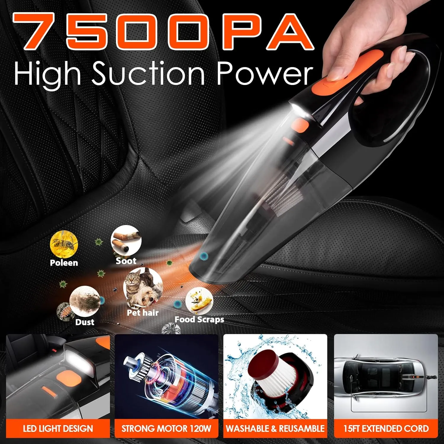Viewsun 20PCS Car Cleaning Kit, Car Interior Detailing Kit with High Power Handheld Vacuum, Auto Detailing Drill Brush Set, Cleaning Gel, Complete Car Wash Kit Supplies for Deep Cleaning