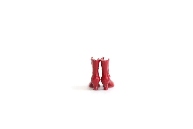 Vintage 1:12 Miniature Dollhouse Red Ladies' Boots