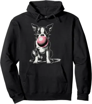 Vintage Boston Terrier Blowing Bubble Gum American Gentleman Pullover Hoodie