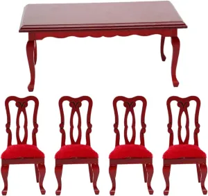 Vintage Dining Chair Set Mini Furniture Miniature Table and Stool Set Tiny House Furniture Model