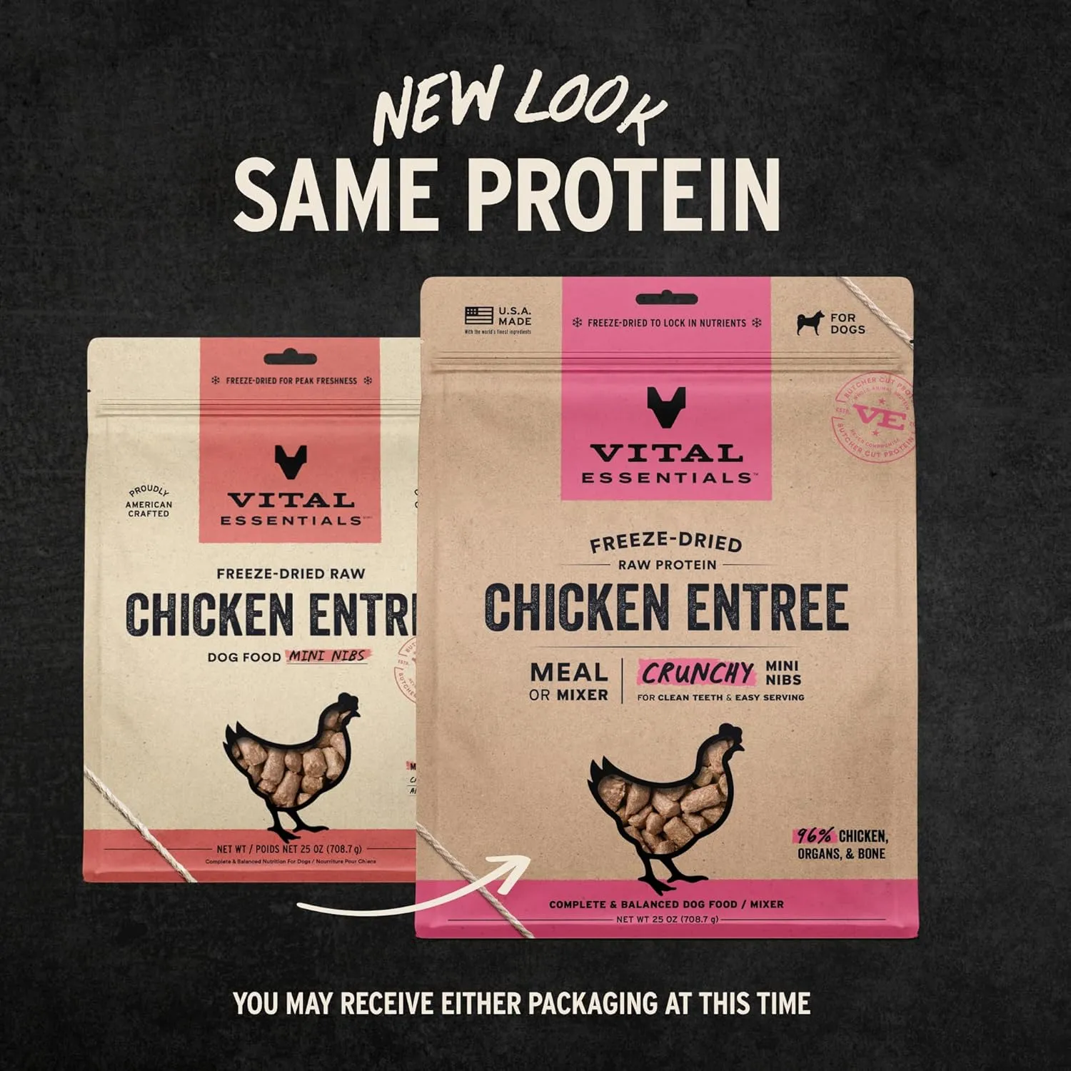 Vital Essentials® Freeze-Dried Raw Chicken Entree & Mixer Dog Food Crunchy Mini Nibs, 25 oz