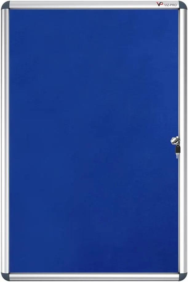 VIZ-PRO Tamperproof Lockable Noticeboard Class 1 Aluminium Framed 36x24 Inches