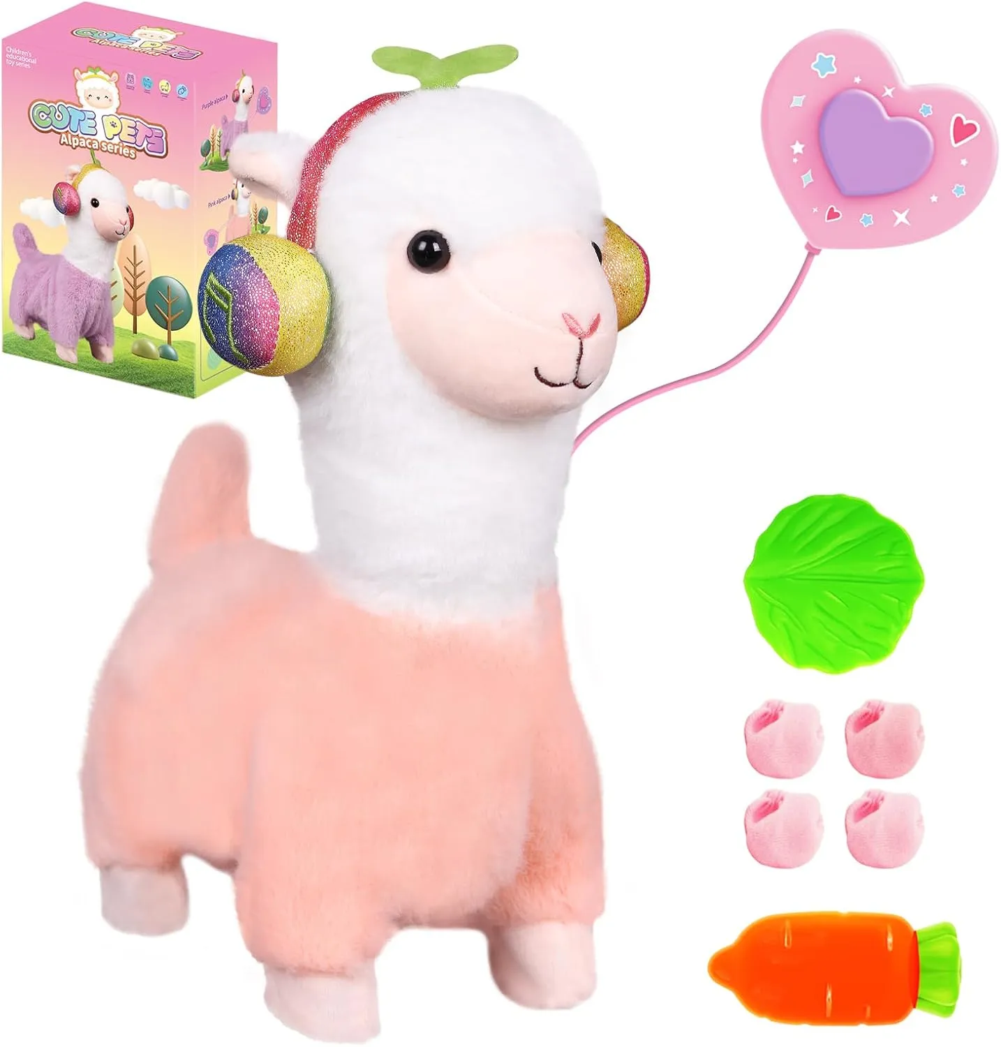 Walking Alpaca for Kids, Touch and Voice Controlled Remote Control Animal with Leash, Interactive Toy Pet That Can Walk, Bleat, and Wags Body, Best Festive Gift for Boys and Girls Ages 3-7
