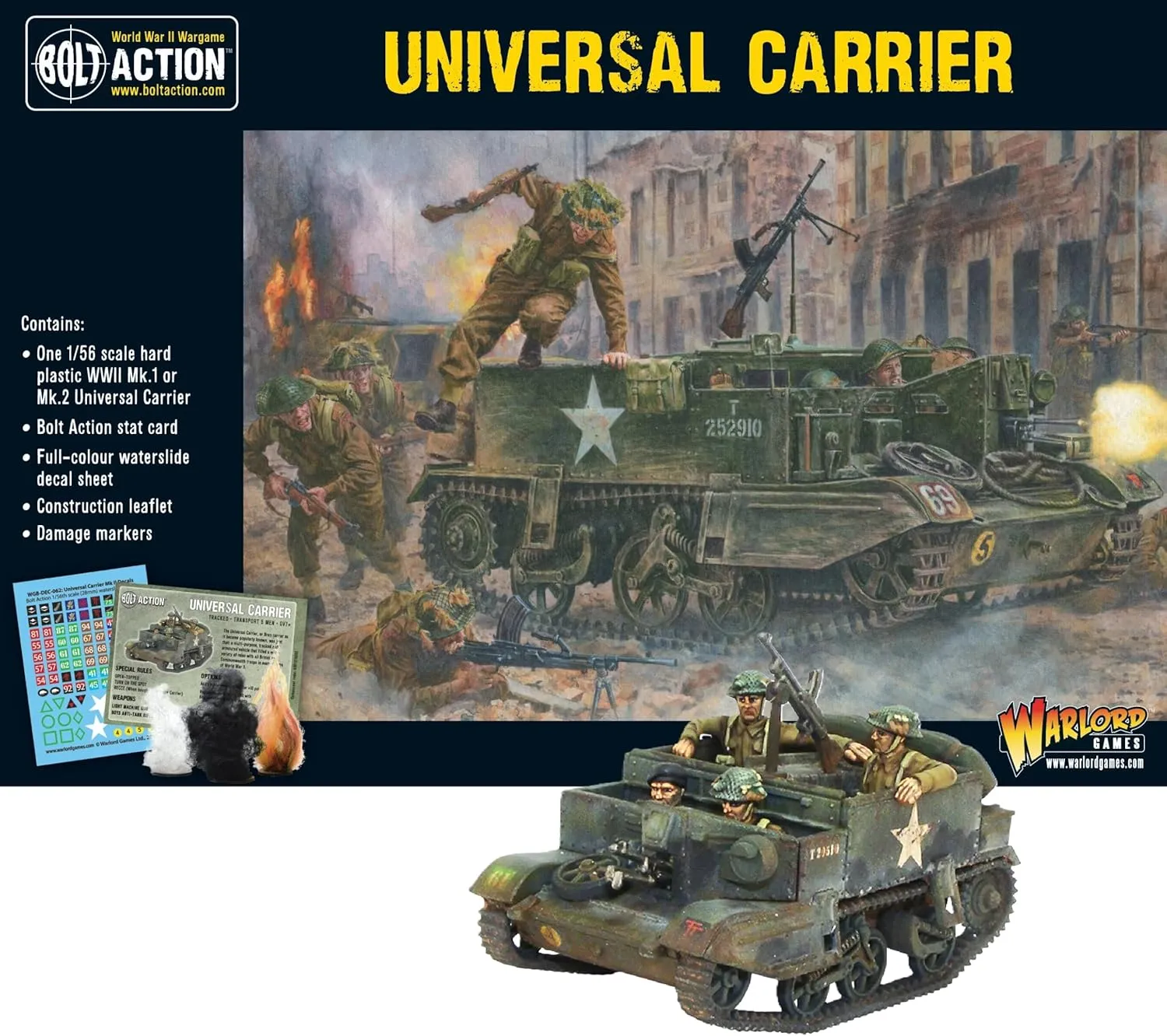 Warlord Bolt Action Universal Carrier 1:56 WWII Military Wargaming Plastic Model Kit, Small