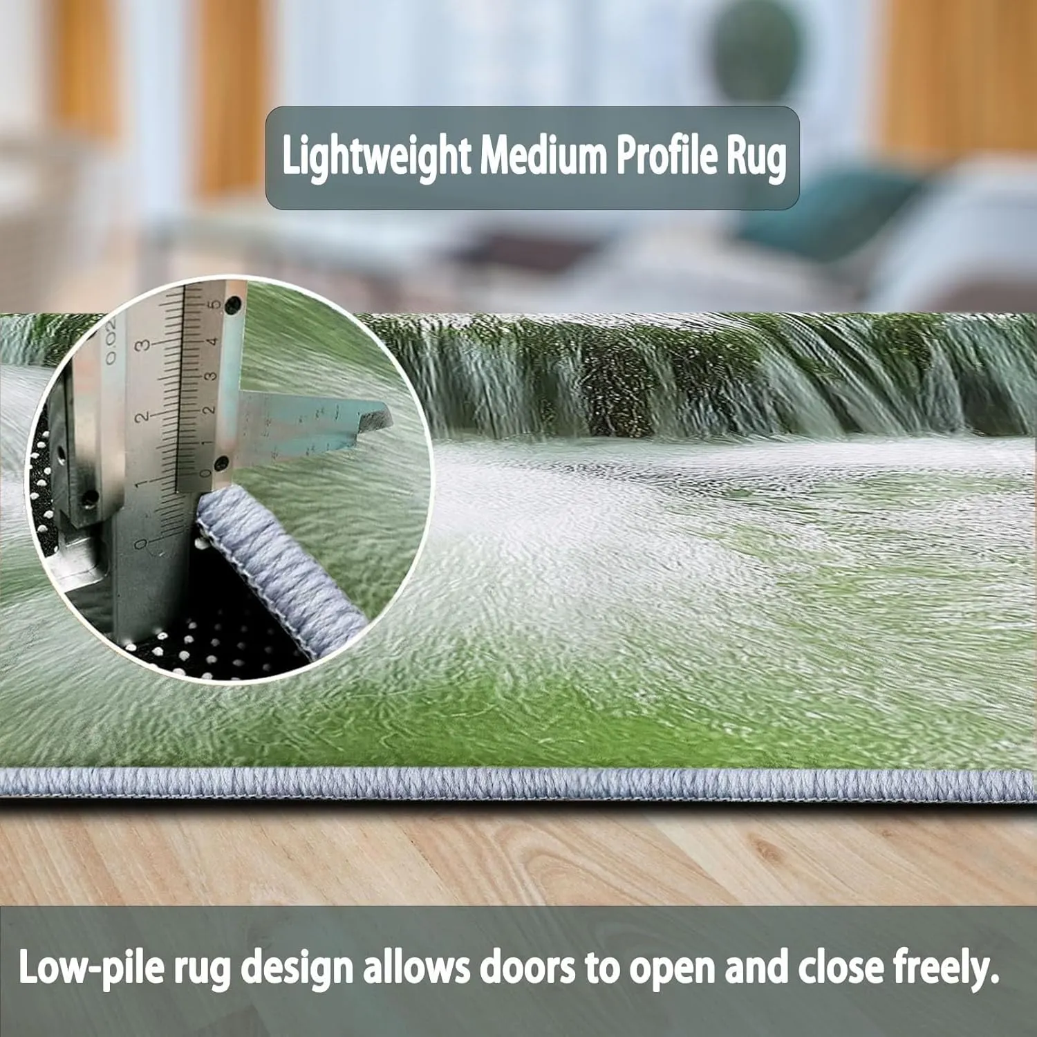 Washable Area Rugs 4 x 6 ft Carpet, Jungle Scenery River Decor Rugs, Rock Plants Long Runner Non-Slip Rugs, Pet & Child Friendly Carpets, for Living Room Bedroom Kids Room