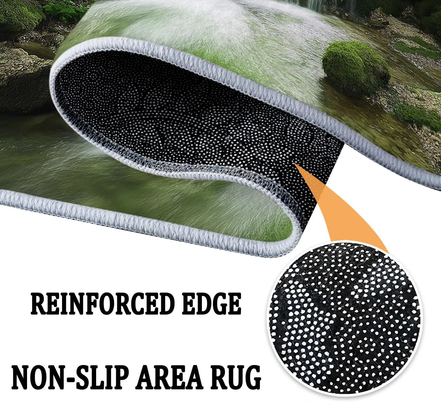 Washable Area Rugs 4 x 6 ft Carpet, Jungle Scenery River Decor Rugs, Rock Plants Long Runner Non-Slip Rugs, Pet & Child Friendly Carpets, for Living Room Bedroom Kids Room