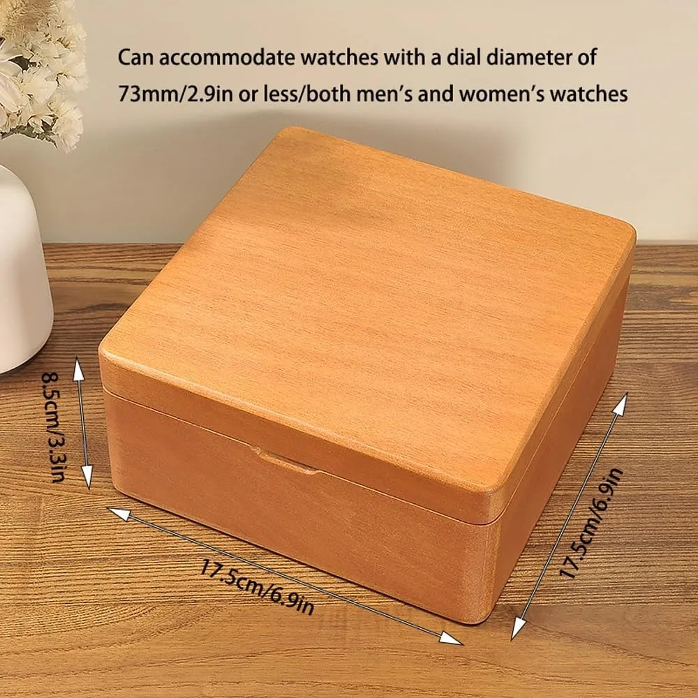 Watch Box, Watch Box Organizer for Men and Women, 4 Slot Watch Case Display Jewelry Organizer(Dark brown)