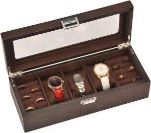 Watch Case Watch Ring Storage Box, Glass Sunroof Jewelry Box Light Luxury Wooden Watch Organizer Gift Watch Display Box