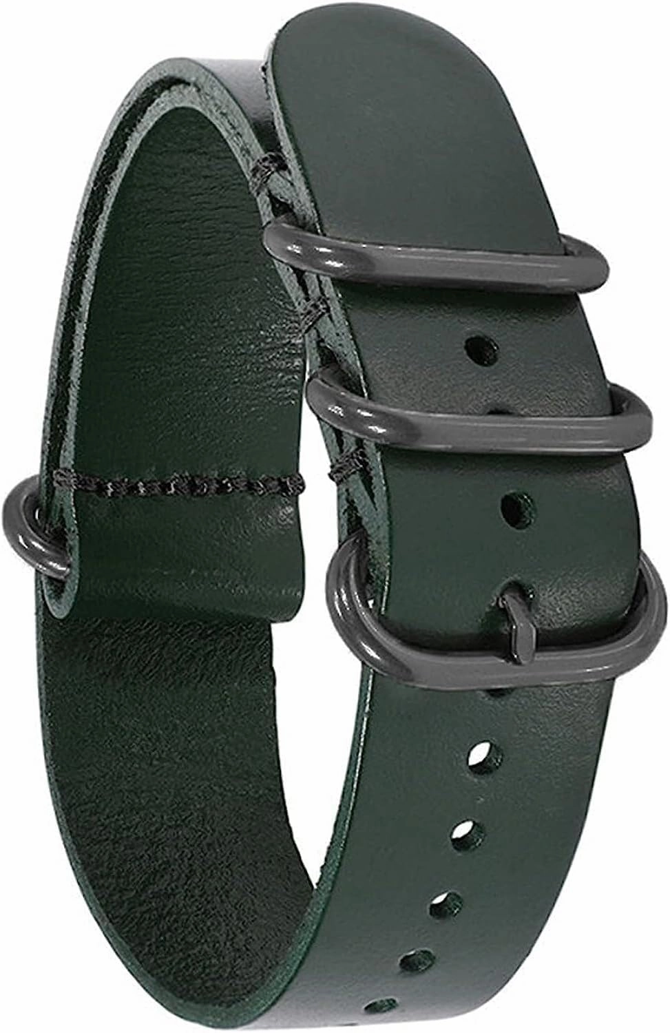 Watch Band,Genuine Leather Replacement Bands, Leat 18/20/22/24mm NATO Leather Strap with Ring Buckle Replacement Wrist Band