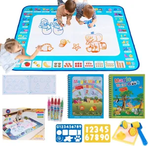 Water Doodle Mat   2 Drawing Book (Alphabet 40X32 inch), Painting and Writing Mat Toy Set, Educational Toys Gifts for Kids Toddlers Boys Girls Age 3 4 5 6 7 8 Year Old