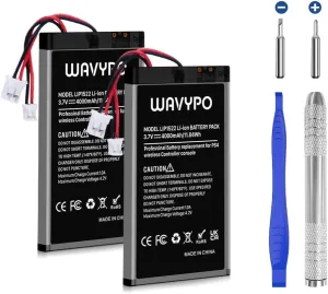 WAVYPO 2 Pack PS4 Controller Battery, 4000mAh Replacement for PS4/PS4 Pro/PS4 Slim PlayStation 4 Dualshock 4 Controller CUH-ZCT1H CUH-ZCT1E CUH-ZCT1U CUH-ZCT2U CUH-ZCT2