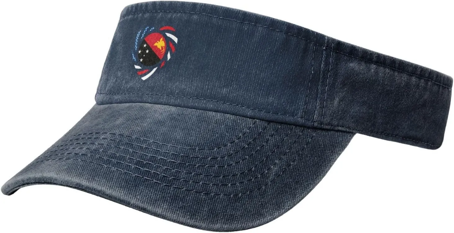 We Heart America and Papua New Guinea Love Forever Sun Visor Hats Adjustable Baseball Cap for Women Men Sun Hat Golf Caps