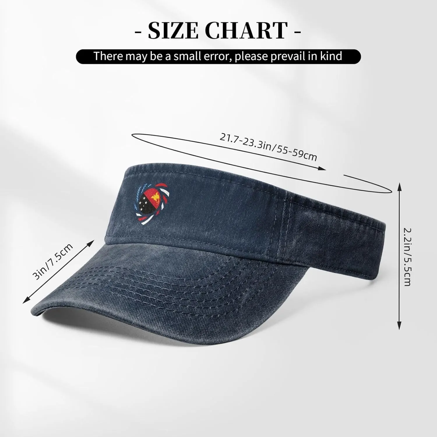 We Heart America and Papua New Guinea Love Forever Sun Visor Hats Adjustable Baseball Cap for Women Men Sun Hat Golf Caps