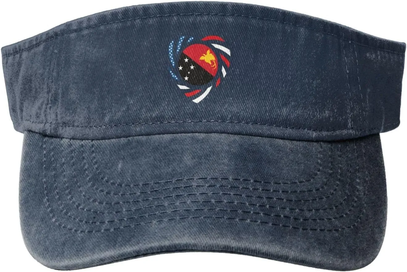 We Heart America and Papua New Guinea Love Forever Sun Visor Hats Adjustable Baseball Cap for Women Men Sun Hat Golf Caps