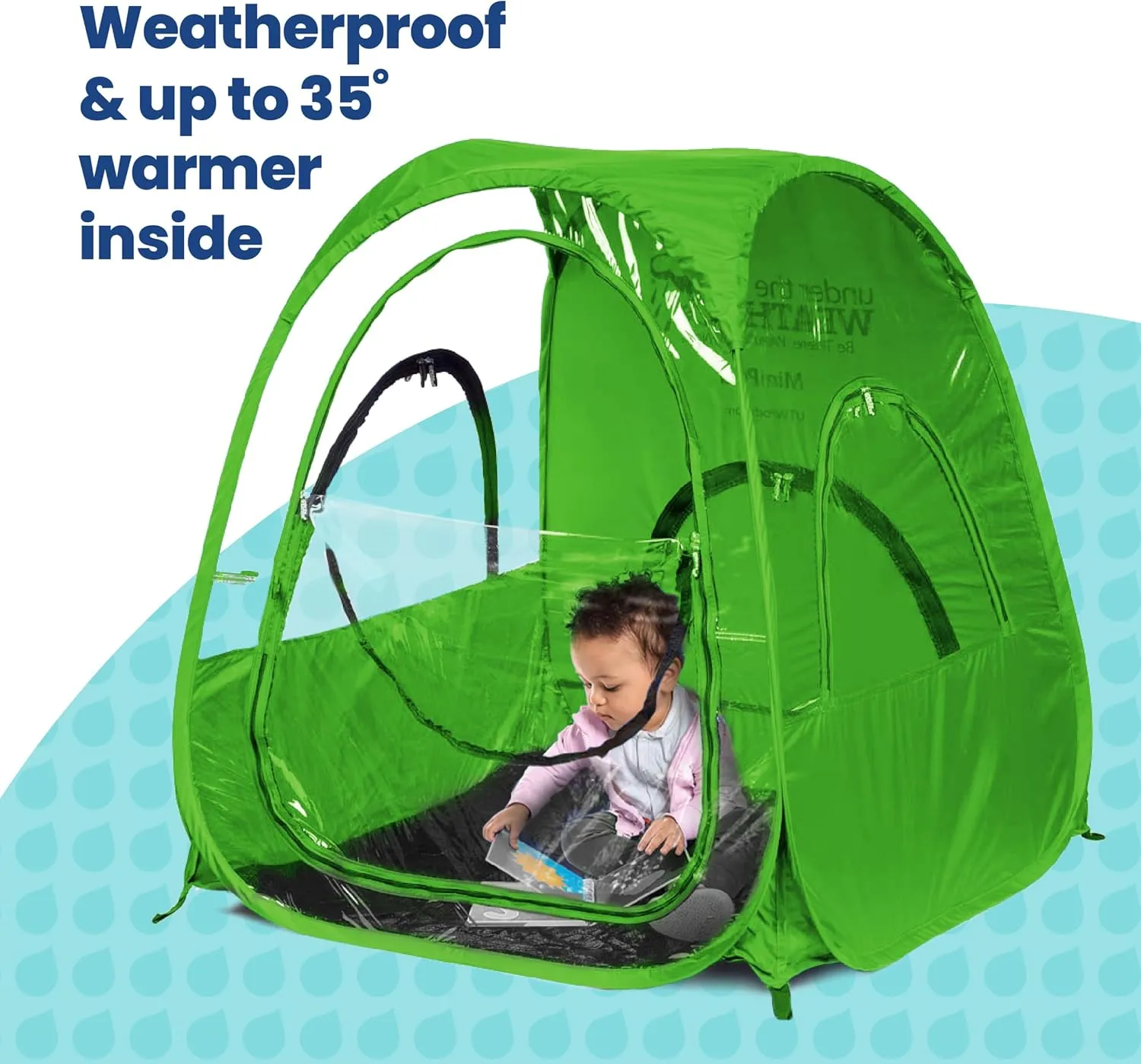 WeatherPod® Deluxe Mini Pod - Versatile Pop-Up Tent for Kids, Pets - Stay Warm, Dry and Out of The Sun - Full Roof for Extra Shade - Lightweight, Set Up in Seconds - (Lime, 36" L x 36" W x 42" H)