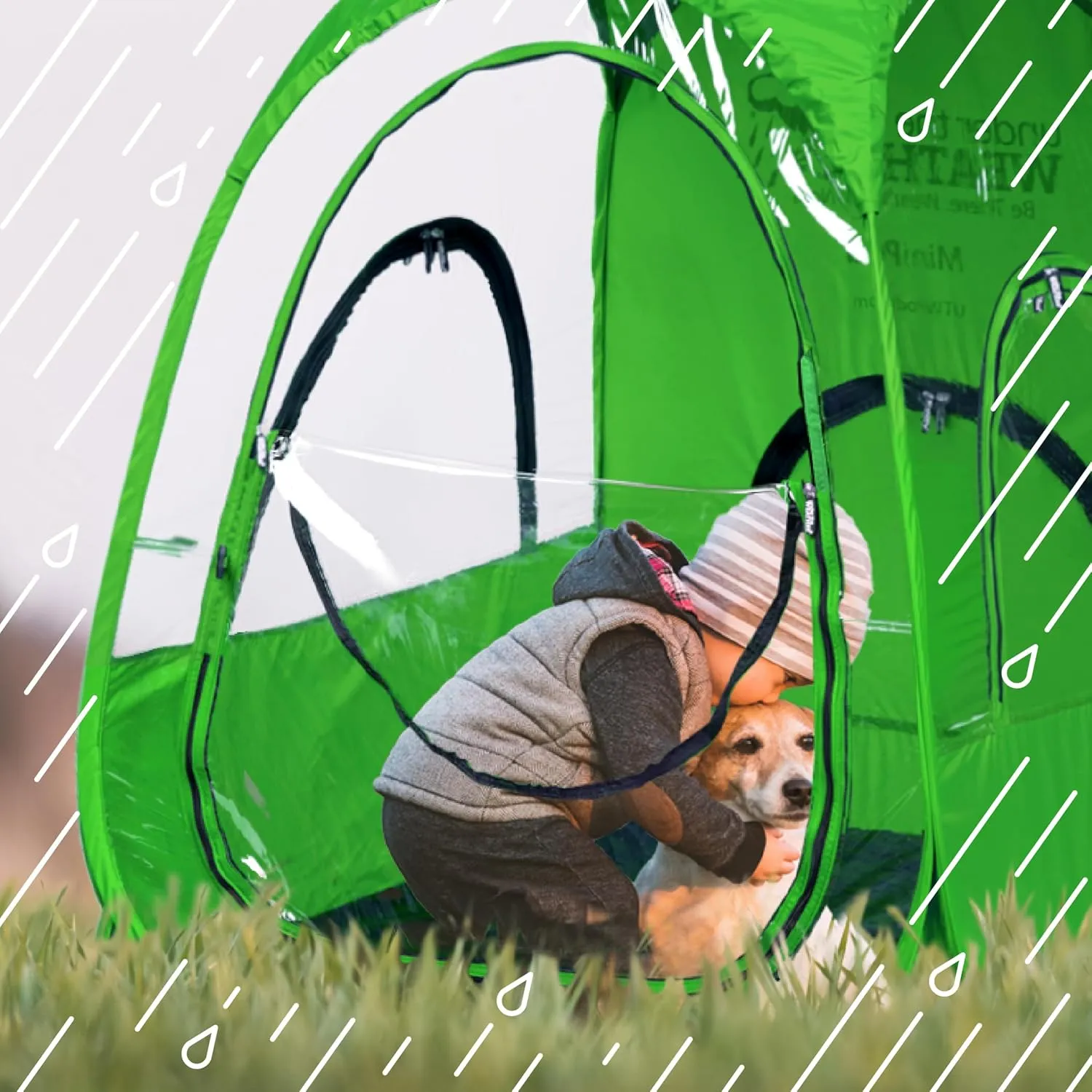 WeatherPod® Deluxe Mini Pod - Versatile Pop-Up Tent for Kids, Pets - Stay Warm, Dry and Out of The Sun - Full Roof for Extra Shade - Lightweight, Set Up in Seconds - (Lime, 36" L x 36" W x 42" H)