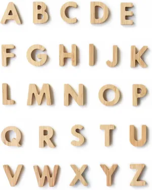 Wee Gallery Bamboo Alphabet, Natural Wood Blocks, Sensory Learning Toy, Wooden Alphabet Toys, 26 Large Letters for Toddler, Preschool Age Kids, Boy or Girl, Learn to Read, Trace, and Sort Pieces