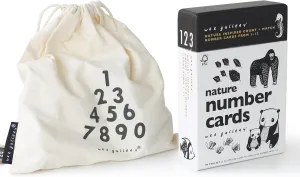 Wee Gallery Bamboo Numbers and Nature Number Cards Set - Educational Learning Toys for Baby, Toddler, Preschool Kids - Wooden Numbers and Animal Contrast Flashcards to Stimulate Early Development