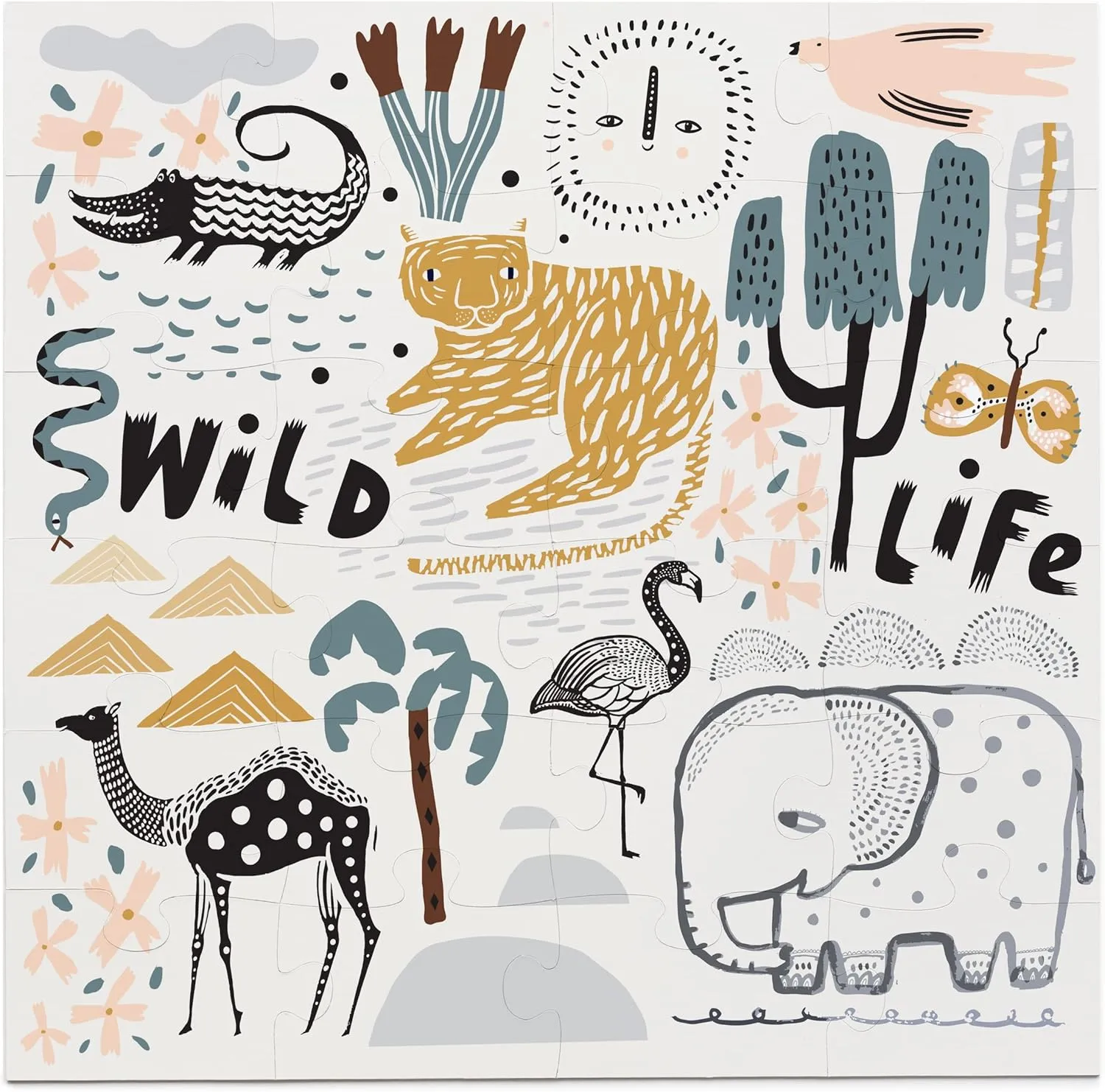 Wee Gallery Wild Life Floor Puzzle, 24 Large Pieces, Durable Jumbo Jigsaw Floor Puzzles for Beginner, Toddlers, Preschool Kids, Learning Toy, Cognitive & Motor Development Activities, Brain Games