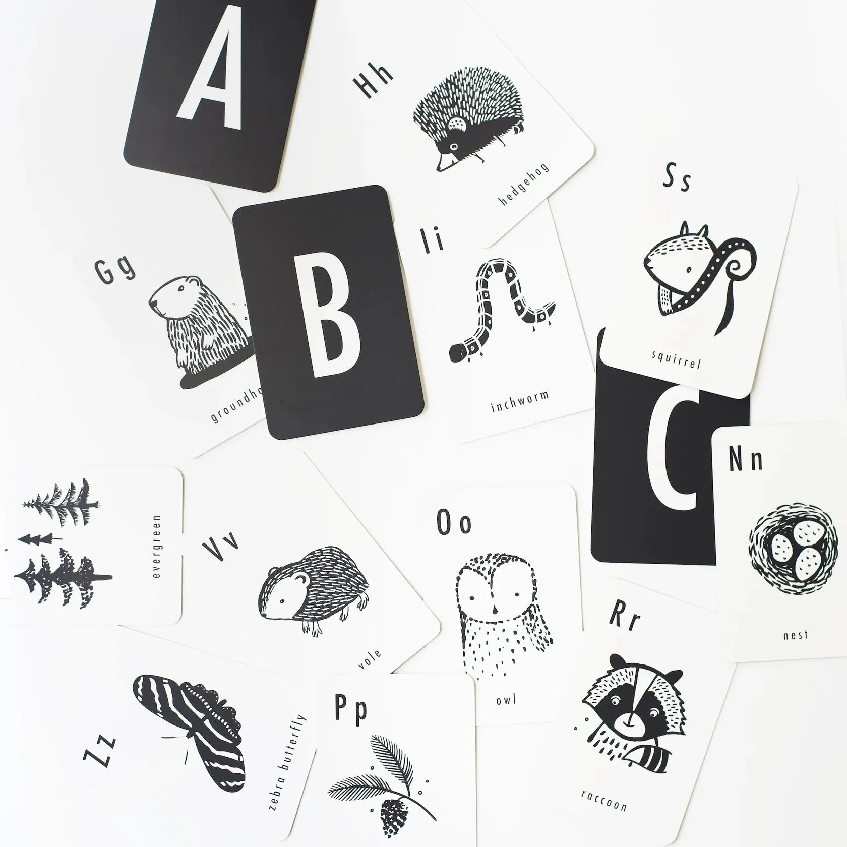 Wee Gallery Woodland Alphabet Flash Cards Set of 26 Baby Early Literacy Toys Baby Gifts Idea Best Seller 0m 