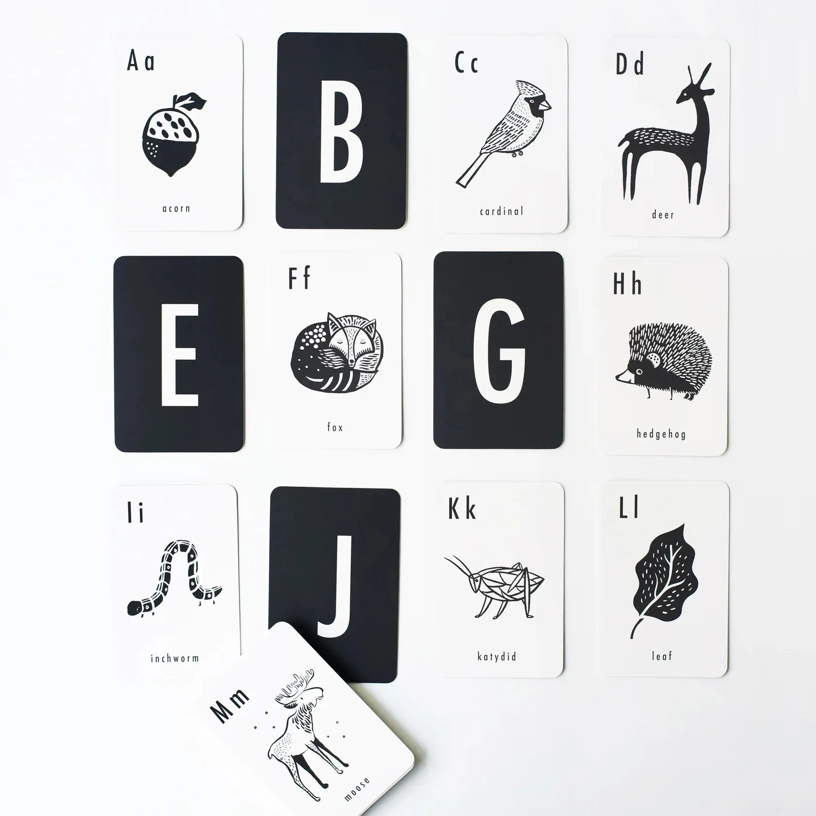 Wee Gallery Woodland Alphabet Flash Cards Set of 26 Baby Early Literacy Toys Baby Gifts Idea Best Seller 0m 