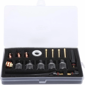 Welding Torch Accessories Kit for WP 17/18/26, Includes Glass Cup Nozzle, Tungsten Clamp, Tail, Silicone Ring, Consumables Pack for Argon Welding