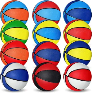 Wettarn 12 Pcs Mini Basketballs for Kid Size 3 Basketball Bulk with Pump 7 Inch Colorful Waterproof Rubber Basketball for Mini Hoop Indoor Outdoor Practice Game Back to School