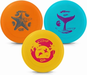 Wham-O Frisbee- Malibu Beach Flyer - Flying Disc- 110 Gram - Light Weight Frisbee Disc (3 Pack - Blue   Orange   Yellow)