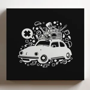 (White, 16x16x1.25 In) Gallery Wrapped Canvas Wall Art Print of Rock Tour - 100% Cotton, Ready to Hang, High-Definition Giclée Printing, Fade-Resistant, Modern Home & Office Décor | BICUNCAg338315WH