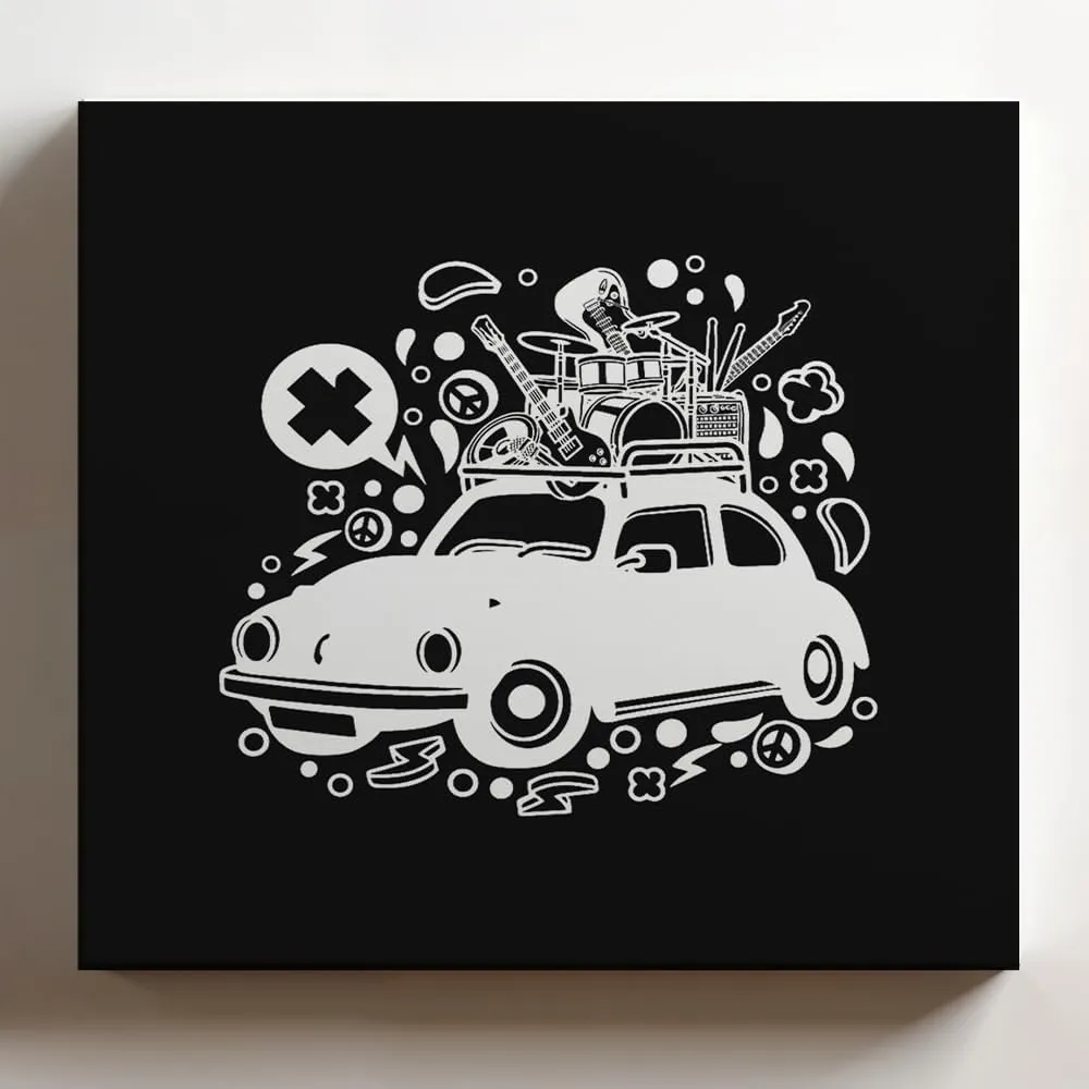 (White, 16x16x1.25 In) Gallery Wrapped Canvas Wall Art Print of Rock Tour - 100% Cotton, Ready to Hang, High-Definition Giclée Printing, Fade-Resistant, Modern Home & Office Décor | BICUNCAg338315WH