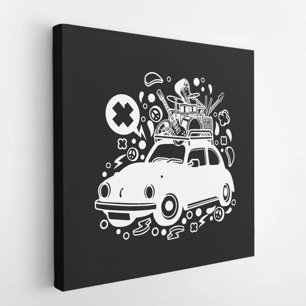 (White, 16x16x1.25 In) Gallery Wrapped Canvas Wall Art Print of Rock Tour - 100% Cotton, Ready to Hang, High-Definition Giclée Printing, Fade-Resistant, Modern Home & Office Décor | BICUNCAg338315WH