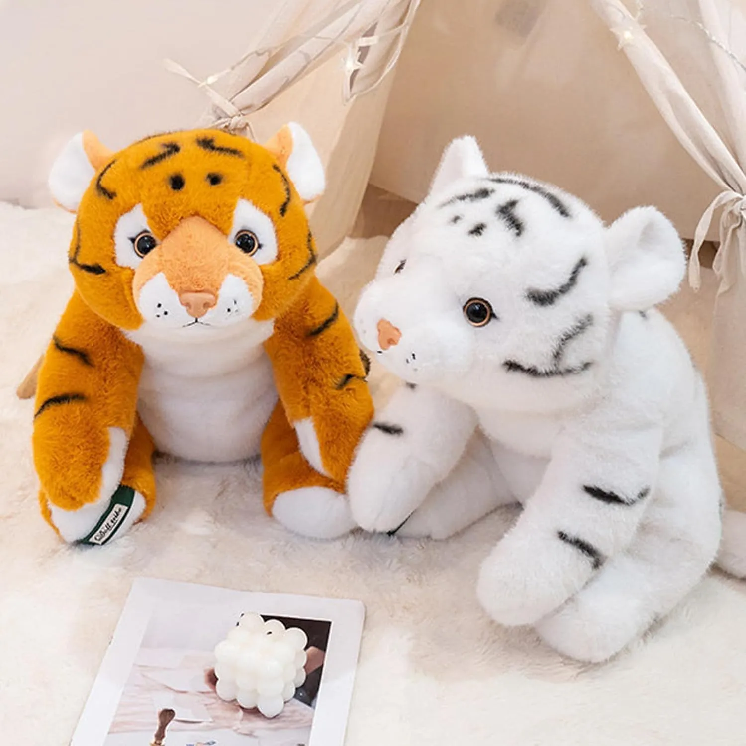 White Tiger Weighted Stuffed Animals,17.7 Inch Weighted Tiger Plush Toy Pillow,Soft Stuffed Tigers Plushies Toys Plush Throw Pillow Gifts for Adults, Kids, Boys and Girls