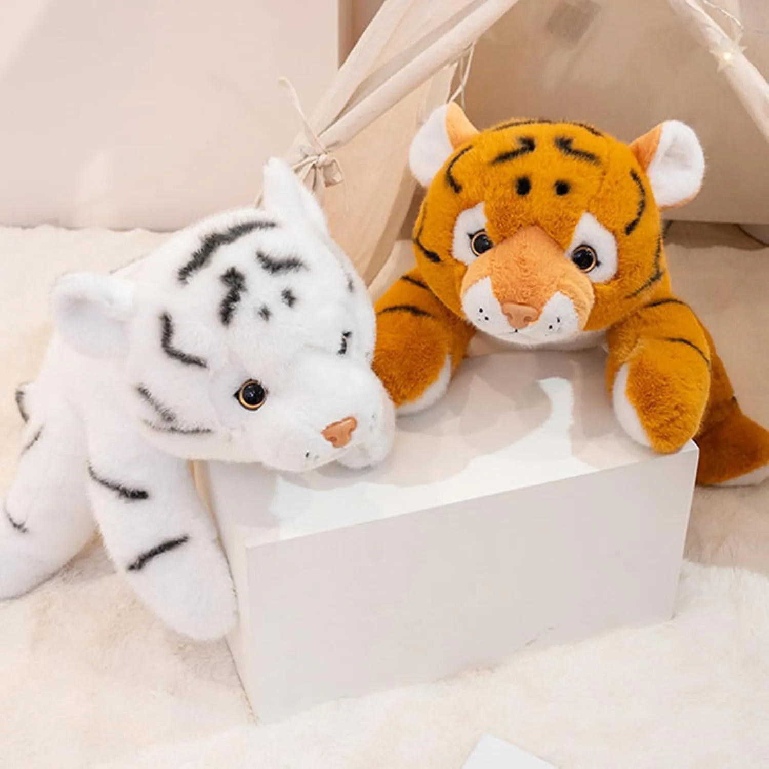 White Tiger Weighted Stuffed Animals,17.7 Inch Weighted Tiger Plush Toy Pillow,Soft Stuffed Tigers Plushies Toys Plush Throw Pillow Gifts for Adults, Kids, Boys and Girls
