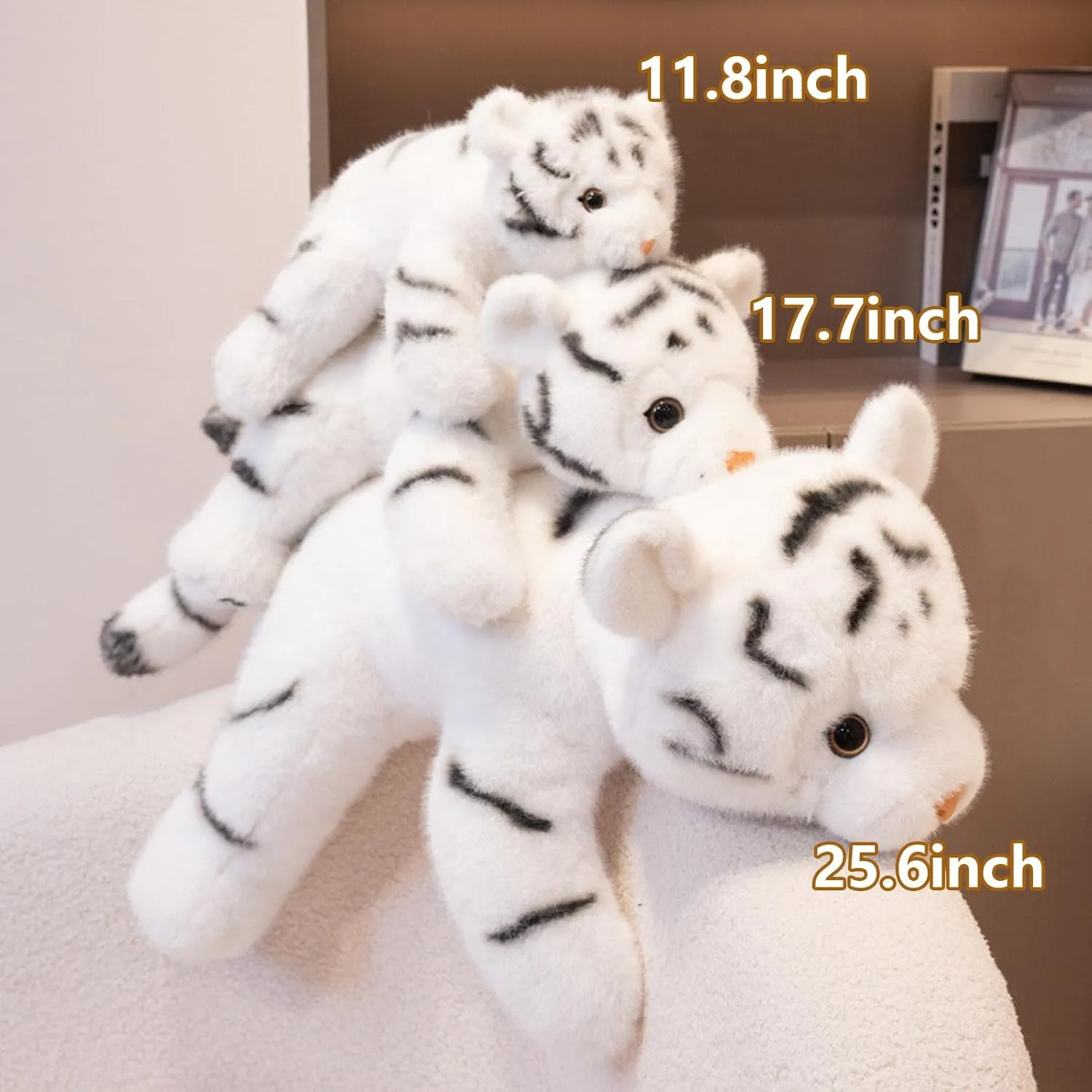 White Tiger Weighted Stuffed Animals,17.7 Inch Weighted Tiger Plush Toy Pillow,Soft Stuffed Tigers Plushies Toys Plush Throw Pillow Gifts for Adults, Kids, Boys and Girls
